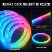 Lampes à pixels adressables LED DC5V 12V 24V 14MM 16MM WS2812 WS2811 360 °   Rubans lumineux LED néon flexibles RGB RGBIC ronds