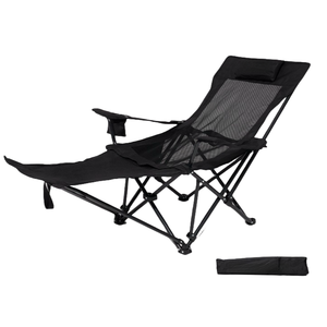 เก้าอี้พักผ่อนพับได้ น้ำหนักเบา โครงอะลูมิเนียม เก้าอี้ตกปลาแบบพกพา สำหรับตั้งแคมป์กลางแจ้ง ชายหาด สวน พร้อมที่วางเท้า - Product Image 6