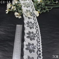 Bordure en dentelle florale blanche non élastique de 7 cm de large, en nylon tricoté chaîne, pour vêtements, accessoires textiles de maison, fourniture d'usine