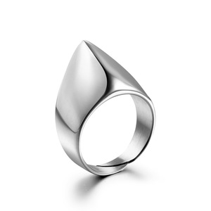 European American Style Irregular <b>Titanium</b> Steel <b>Ring</b> Water Drop Shape Geometric Design Men's Open <b>Ring</b> SA581 - Product Image 1