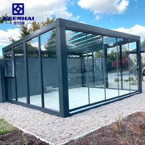Diseño moderno Estructura de perfil de aluminio Techo elástico de vidrio personalizado Sunroom para jardín de hotel al aire libre con moldura de techo plano - Product Image 4