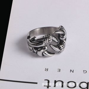 Bold Retro Dragon Claw Titanium Steel <b>Ring</b> Open Design For Men SA730 - Product Image 3