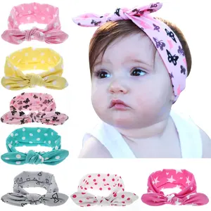 Printing dot Korea Autumn Lovely Baby Headband milk fiber Bow Hair Band For Children HA-1258