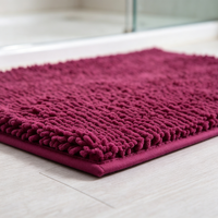 Tapis de bain luxueux en chenille à poils longs, absorbe instantanément l'eau, avec dos antidérapant pour une utilisation sûre dans la salle de bain, lavable en machine