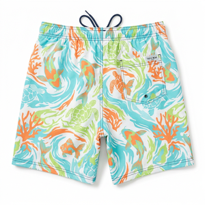 Shorts de bain pour hommes à imprimé personnalisé, motif vie marine tropicale, séchage rapide, motif poissons océaniques, shorts de plage, vente en gros OEM - Product Image 2