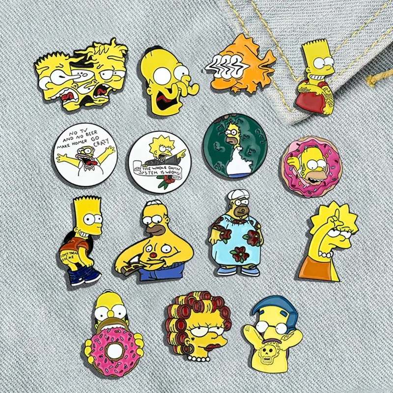 Broche de la familia Simpson, insignia, bolsa, accesorios de ropa, alfileres de solapa esmaltados, Metal personalizado, superventas, Pin deportivo de dibujos animados, arte