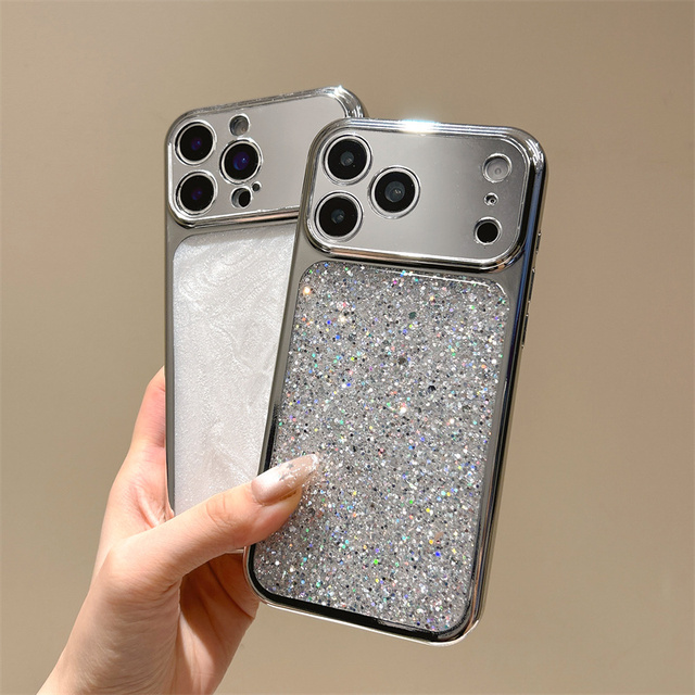 Minimalist Electroplated Shell Texture Glitter Phone Case Anti-drop Cover for iPhone 17 Pro Max 16 15 14 13 12 11