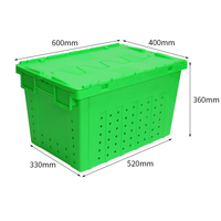 Caisse de rangement en plastique empilable et emboîtable de grande qualité, robuste, recyclable, avec couvercle intégré, jaune, 600*400*360mm