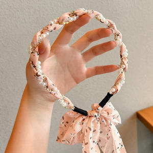 Serre-tête tressé en ruban <span class=keywords><strong>pour</strong></span> enfants – Foulard à cheveux en perles rayées et fleurs <span class=keywords><strong>pour</strong></span> femmes, idéal <span class=keywords><strong>pour</strong></span> les coiffures tressées. - Product Image 3