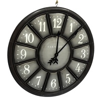 Lucky ywind 34 pouces à piles rustique Vintage ferme Style grand rond en métal galvanisé découpé horloge murale