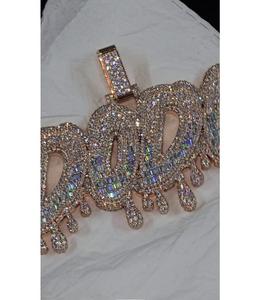 Colgante de Lujo Personalizado para Hombre con Letra y Nombre, Chapado en Oro Rosa, Plata de Ley 925, con Diamantes Moissanite D VVS, Estilo Hip Hop Iced - Product Image 5