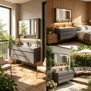 Mobile Bagno Moderno Personalizzabile <span class=keywords><strong>con</strong></span> Specchio Smart, Materiale Personalizzabile, Armadietto da 24-84 Pollici <span class=keywords><strong>con</strong></span> Cassetti e Vano Portaoggetti - Product Image 6