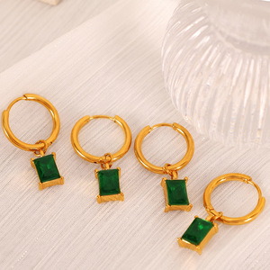 Pendientes de aro chapados en oro con colgante de estrella, diseño geométrico para mujer, pendientes colgantes de moda para fiesta - Product Image 2