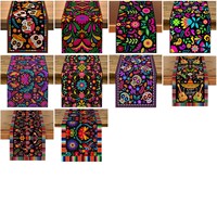 Chemin de table style américain pour carnaval mexicain, motif floral et oiseaux, imprimé crâne du Jour des Morts, en polyester