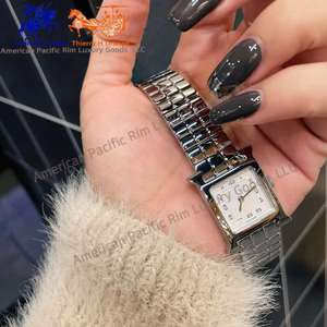 Reloj Rectangular de Negocios Marca H, Nuevo Modelo 2024 para Hombre, Doble Esfera con Zona Horaria, Correa de Cuero Reversible Mecánica, Cuarzo - Product Image 4