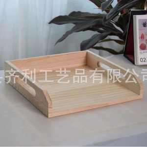 Solid Wood Dumpling <b>Tray</b> Rectangle 1 Compartment Natural Color Kitchen Food <b>Storage</b> Box - Product Image 3