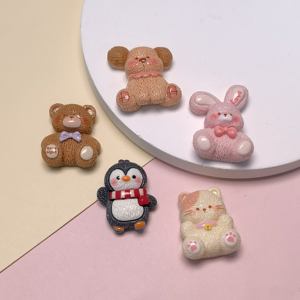 クマ、ウサギ、犬、ペンギンの樹脂チャームペンダント、ジュエリー製作、イヤリング、ネックレス、ブレスレット、DIYペンダント、装飾アクセサリー用 - Product Image 3