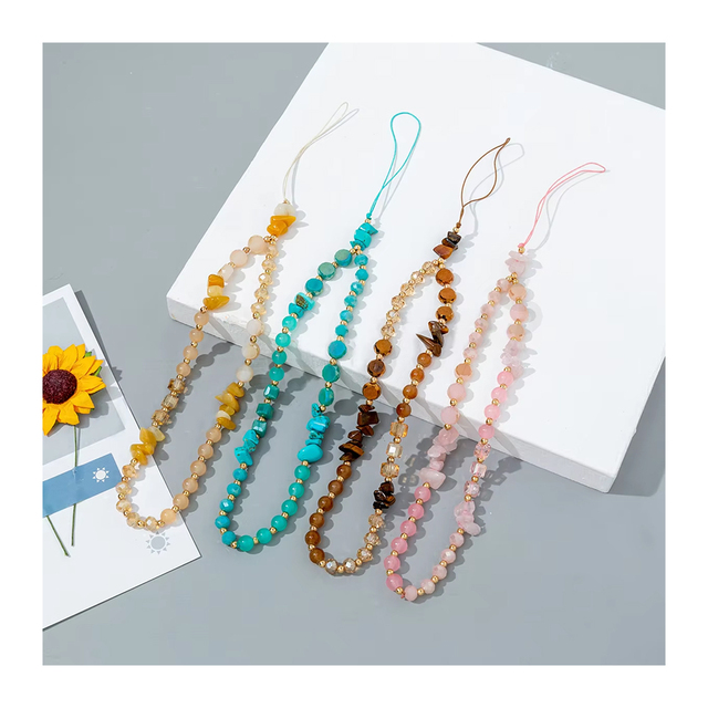 Summer Crystal Beads Cell Phone Lanyard Case Chain for Anti-Lost Beads Mobile Phone Chains Strap Accessories