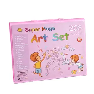 208 adet suluboya fırça uçlu kalem mum boya yağı Pastel çocuk's boyama seti hediye kırtasiye seti çizmek için öğrenme