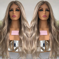 Vente en gros 13x4 Perruque Lace Front Highlight brun cendré Cheveux humains vierges Perruques Lace Pre Plucked Baby Hair Straight Lace Frontal