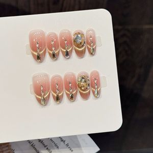 Venta al por mayor, paquete de 10 <span class=keywords><strong>uñas</strong></span> postizas acrílicas 3D con forma de almendra y stiletto, diseño mixto aleatorio, hechas a mano para dedos. - Product Image 6