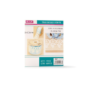 Strisce di pizzo ILAN 6 cm x 7 m colore crema per artigianato e decorazioni - Product Image 1
