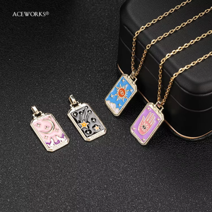 Ciondoli Smaltati Tarocchi | Charm in Acciaio Inossidabile PVD Oro per Collane Fai da Te | Impermeabili, Ipoallergenici e Inossidabili - Product Image 2
