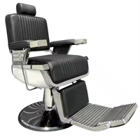 Chaise de barbier de luxe en cuir noir de qualité Antique Classics Heavy Duty Rotating Styling pour salon de coiffure avec inclinaison