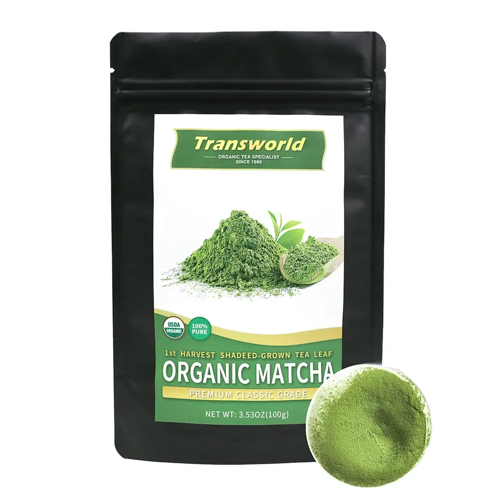 Bubuk Matcha Te organik OEM 100% bubuk teh hijau Matcha Premium murni