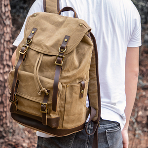 À la mode rétro sac à bandoulière hommes pochette d'ordinateur voyage grande capacité Crazy Horse cuir étanche <span class=keywords><strong>Batik</strong></span> toile sacs à dos - Product Image 4