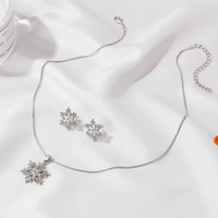 Collier et boucles d'oreilles flocon de neige, ensemble de bijoux, simple, breloque, diamant complet, pour cadeau de noël, nouvelle collection