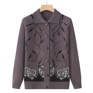 Cárdigan de Mujer, Suéter Jacquard, Chaqueta Holgada para Madres Mayores, Cárdigan para Abuela - Product Image 4
