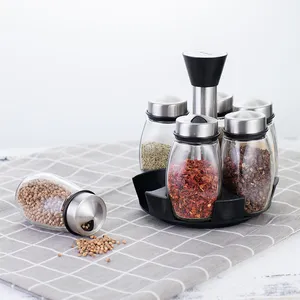 <span class=keywords><strong>Set</strong></span> di barattoli di condimento per condimenti in vetro per spezie spray al pepe bottiglie agitatori di sale con ampolla girevole e coperchio della bottiglia - Product Image 1