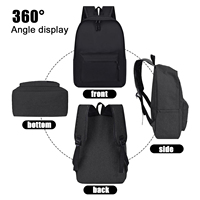 Sac à dos Oxford noir léger et imperméable, design sportif décontracté, unisexe, pour l'école, les voyages, le travail, les loisirs, 20-35L