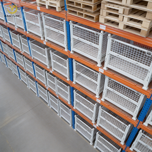 כלוב לוגיסטי מתקפל מפלדה מגולוונת עמיד במיוחד של Easylink, ניתן לערום, לאחסון והובלה, רשת, OEM/ODM, משטח אחסון - Product Image 3