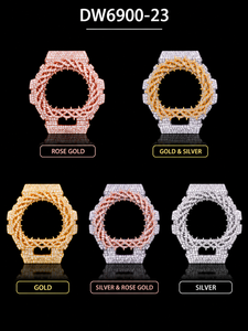 Boîtier de montre Hip Hop <span class=keywords><strong>Casio</strong></span> DW6900 G-Shock en laiton avec lunette en moissanite, pièces de montre entièrement serties de moissanite VVS1, cadre de remplacement pour modification GRA - Product Image 3