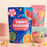 Sachets Mylar personnalisés avec logo imprimé en couleur, en plastique, à fermeture éclair mate, en aluminium, pour aliments, bonbons, snacks, 1g, 2g, 3.5g