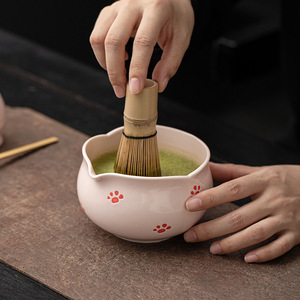Ensemble de huit pièces de thé Matcha Peach Powder Bud, bol à thé Japandi en porcelaine écologique, outil à thé Baibenli en céramique <span class=keywords><strong>Conley</strong></span> - Product Image 3