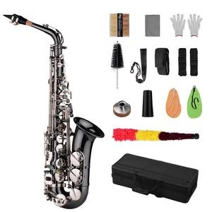 Saxophone alto en Sib (Eb) professionnel en laiton, nickelé noir, avec clés en nacre et étui de transport, gants inclus - Product Image 6