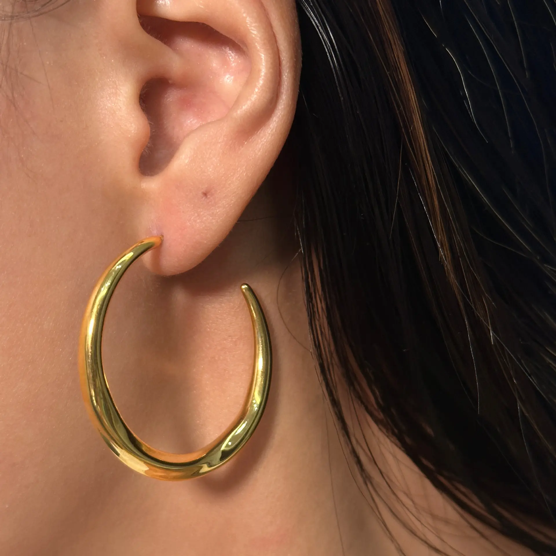 Ins custom earrings jewelry irregular gold hoop earrings stainless steel fashion fine jewelry twisted large hoops for girls