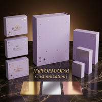 Boîte de calendrier de l'avent personnalisée avec estampage à chaud étoile violette, 24 jours, vide, pour produits de beauté et soins de la peau, boîte cadeau rigide en papier avec tiroirs