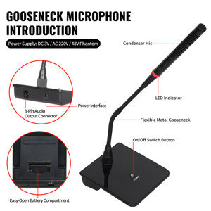 Microphone de table filaire plat de qualité supérieure D-36 Gooseneck Procast pour réunions - Product Image 2