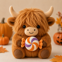 Fabricant de jouets en peluche personnalisés pour Halloween, mascotte de vache des Highlands fantôme, fournisseur d'usine d'animaux en peluche sur mesure