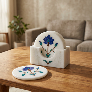 Ensemble de sous-verres en marbre incrusté faits à la main - Luxe, écologique et durable, décoration portable pour la maison et la salle à manger - Product Image 2