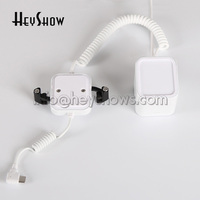 Stand Display Anti Maling untuk Ponsel HeyShow, Warna Putih, dengan Kabel Tipe C untuk Apple dan Android, Penahan Alarm Keamanan Ponsel