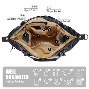 Organizador de pañales de gran capacidad, bolso de cuero vegano de imitación para pañales de bebé, mochila para madre, bolso de mano con bolsillos aislados, cambiador - Product Image 4