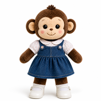 Peluche singe debout de 40 cm avec rembourrage en coton PP, tenue et chaussures personnalisables, jouet en peluche sur mesure OEM/ODM pour la vente en gros