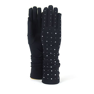 ผลิตในอิตาลี ถุงมือผู้หญิงแบบยาว ถุงมือแฟชั่น ถุงมือผ้าประดับเพชร เปล่งประกายและเหมาะสำหรับโอกาสที่หรูหรา ยืด - Product Image 1