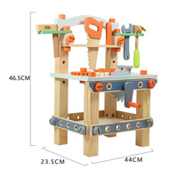 Juguete de Banco de Trabajo de Madera para Niños, Juego de Construcción de Imitación con Martillo, Sierra, Llave Inglesa, Tornillos, Juguete de Construcción, Juego Montessori para Niños