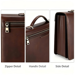 Bolso de hombro de negocios de oficina para hombre, maletín <span class=keywords><strong>ejecutivo</strong></span> de <span class=keywords><strong>cuero</strong></span> genuino, bolso de lujo para ordenador portátil, maletín de oficina de negocios de <span class=keywords><strong>cuero</strong></span> de calidad - Product Image 2